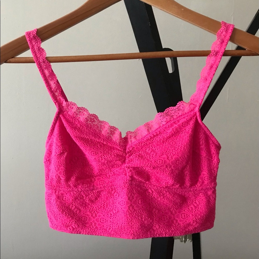 Hollister (GH) Pink Lace Unlined Bralette M NWOT